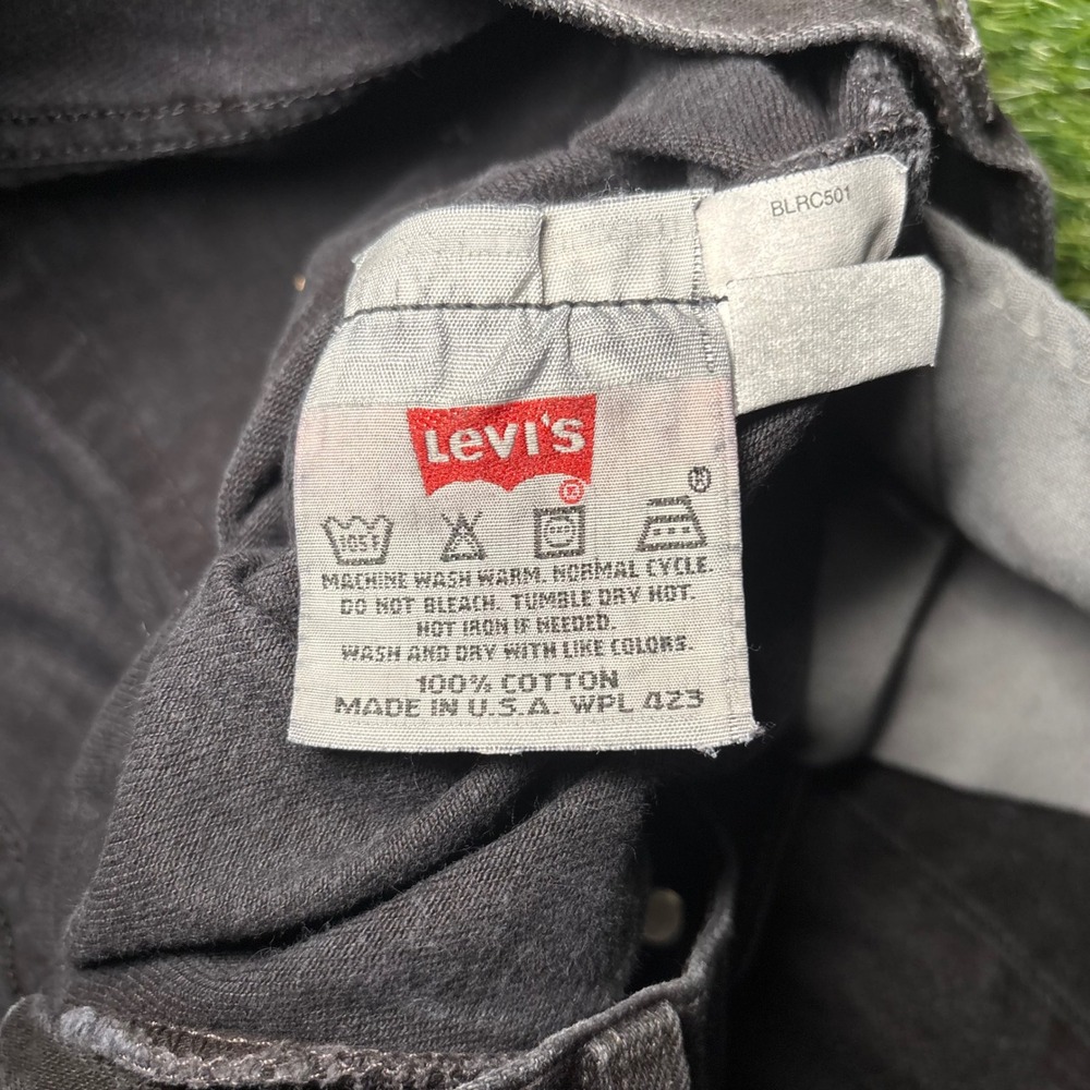 Vintage Levis 501 Black Denim Jeans Made in USA 1998 Button Fly W31 L34 501-0660 - Picture 6 of 16